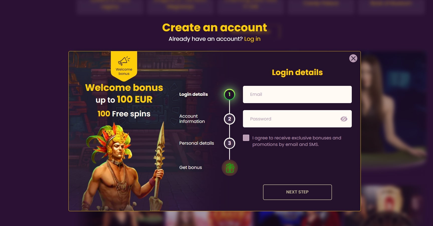 Bizzo Casino Create an account