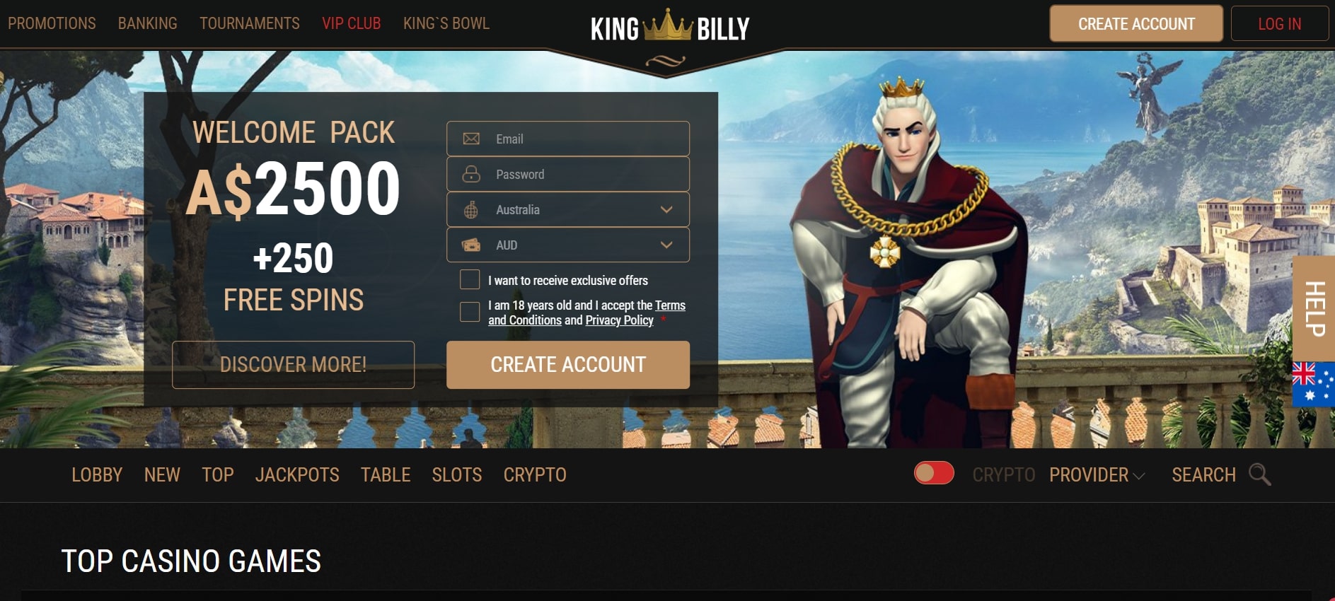 Play King Billy Casino Games For Real Money in Australia